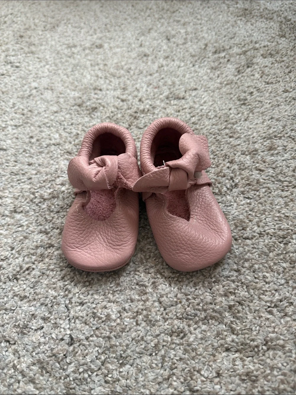 Freshly Picked Dusty Pink Leather Baby Moccasins
